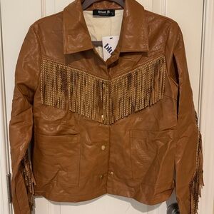 Blue B Women's Tan Fringe Jacket
